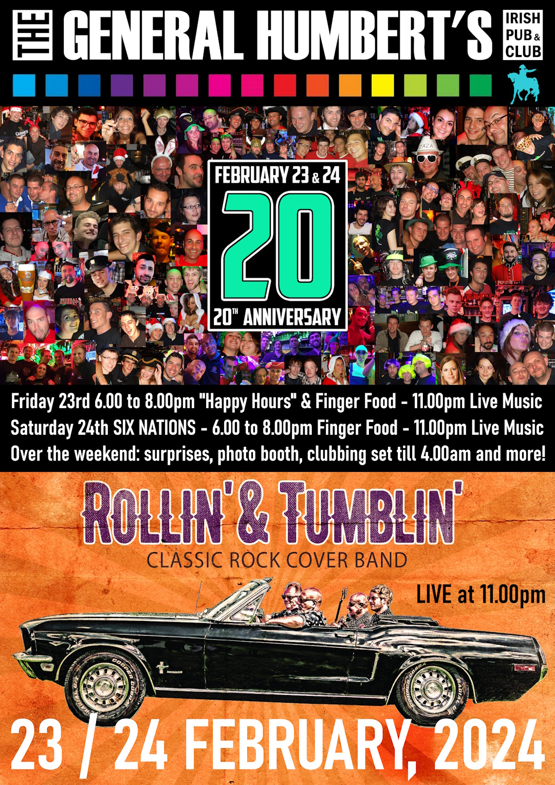 Affiche de la soirée anniversaire des vingt ans du pub General Humbert's