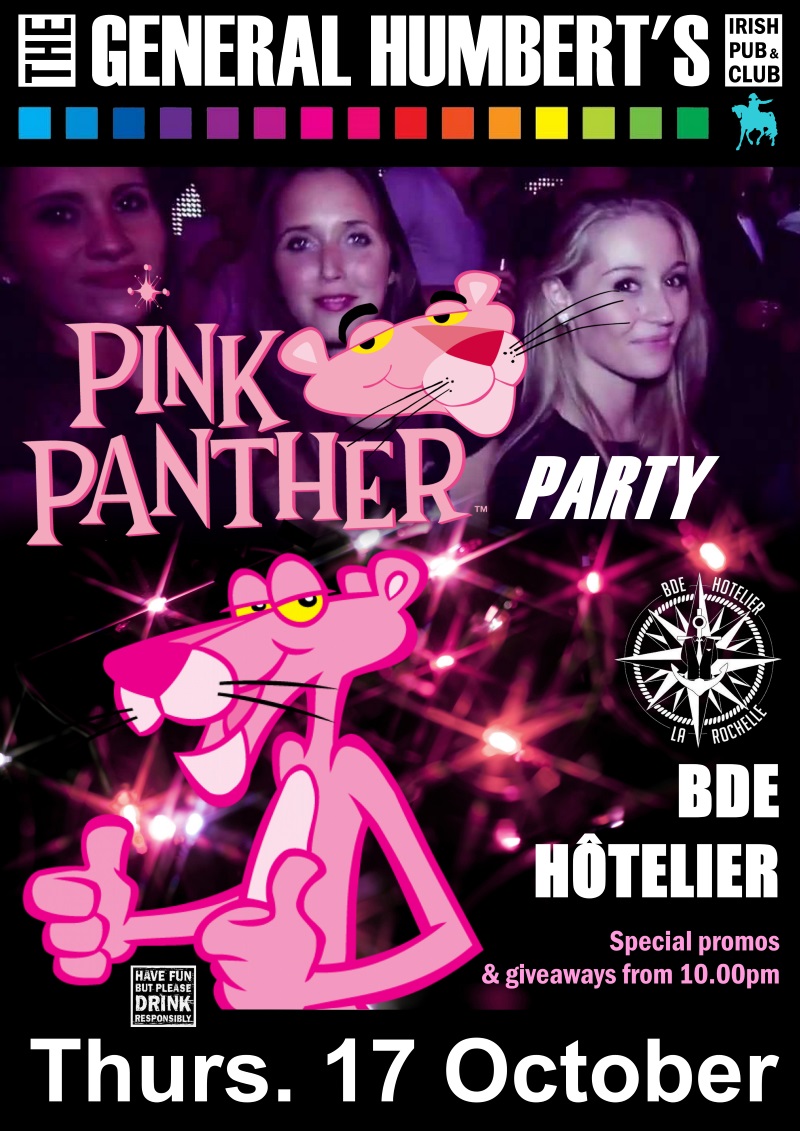 Affiche de la soirée « Pink Panther Party » du BDE Hôtelier
