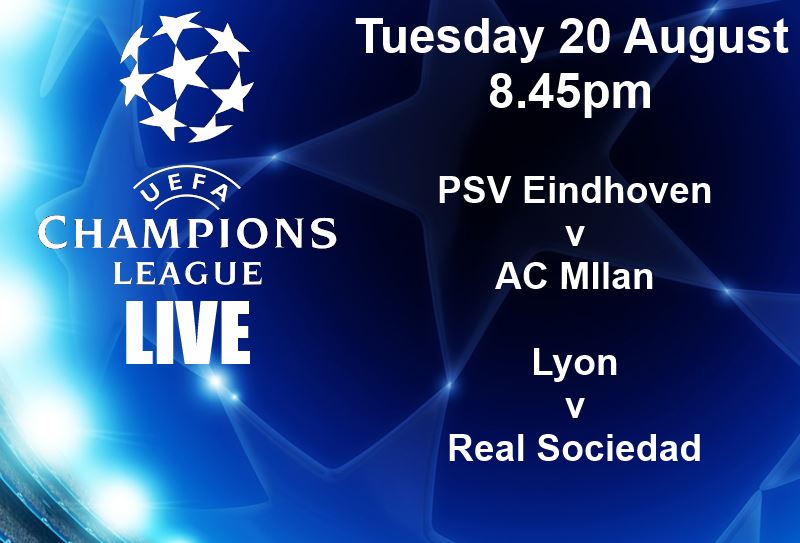 Bannière de la retransmission sportive « Champions League », mardi 20 août