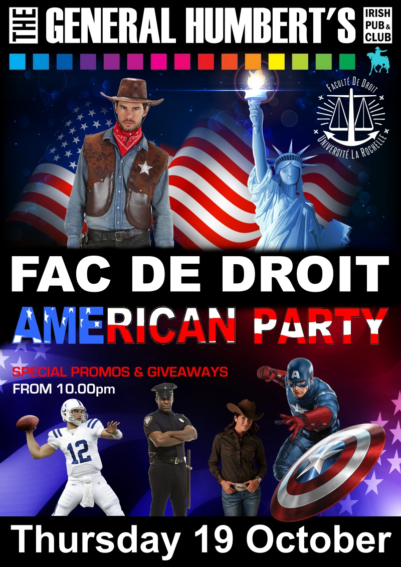 Affiche de la soirée « American Party » de la Fac de Droit