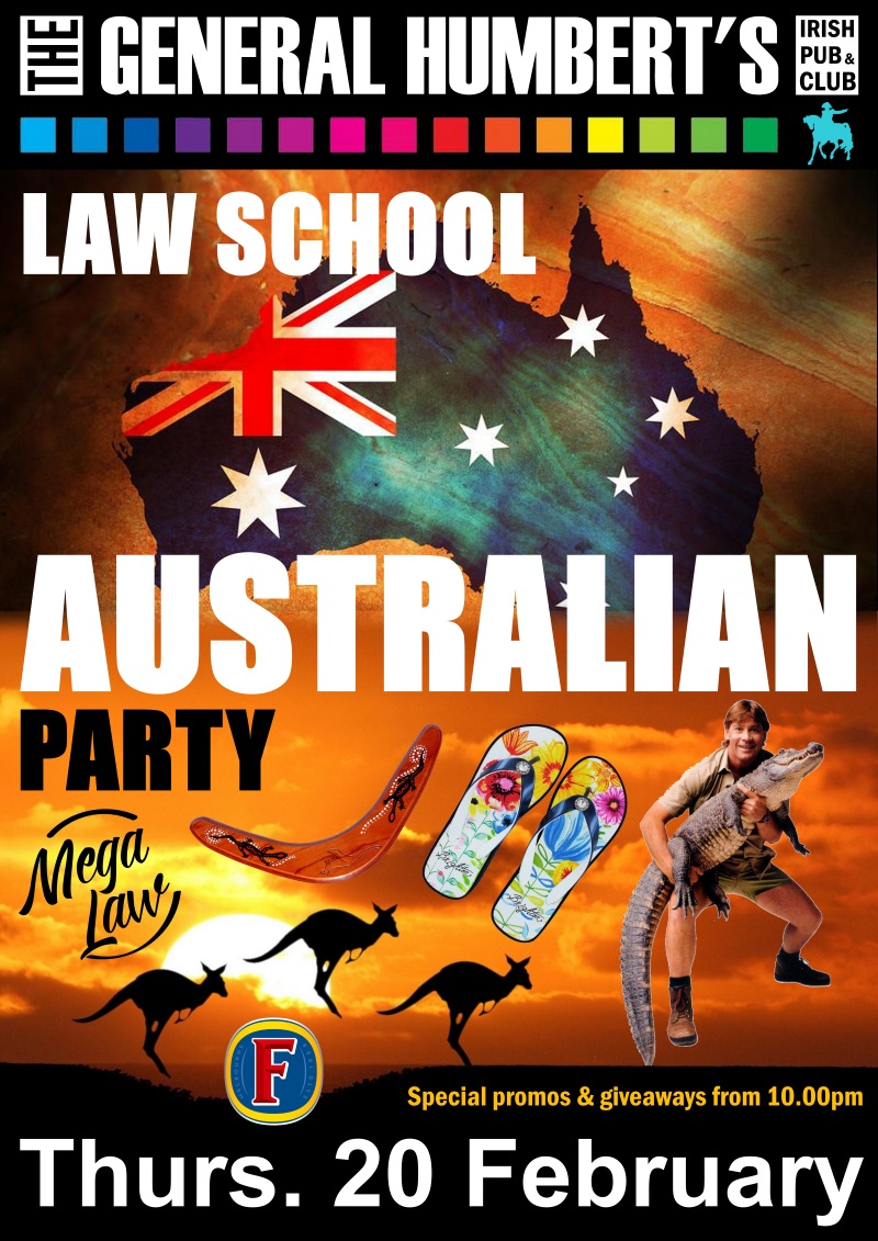 Affiche de la soirée « Australian Party » de l'École de Droit