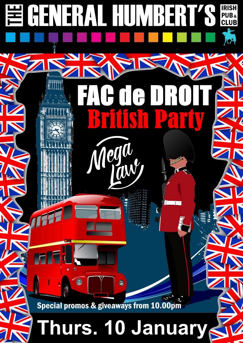 Affiche de la soirée « British Party » de la Fac de Droit
