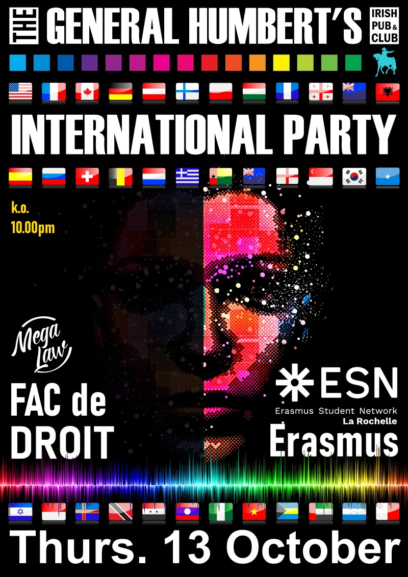 Affiche de la soirée « International Party » d'Erasmus