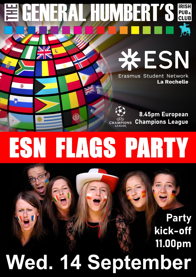 Affiche de la soirée « ESN Flags Party » d'Erasmus