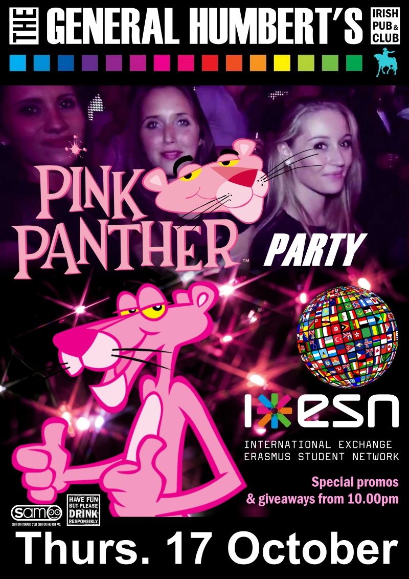 Affiche de la soirée « Pink Panther Party » d'ESN (Erasmus)
