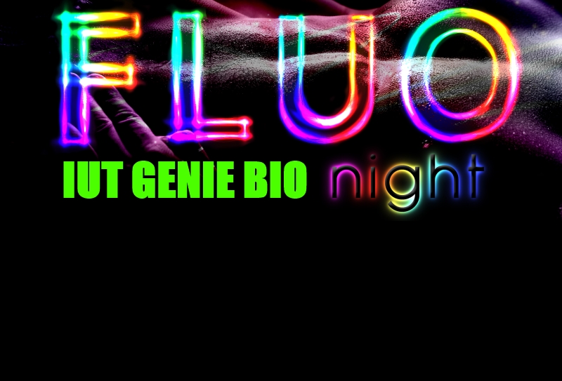Bannière de la soirée « Fluo Night » de l'IUT Génie Bio