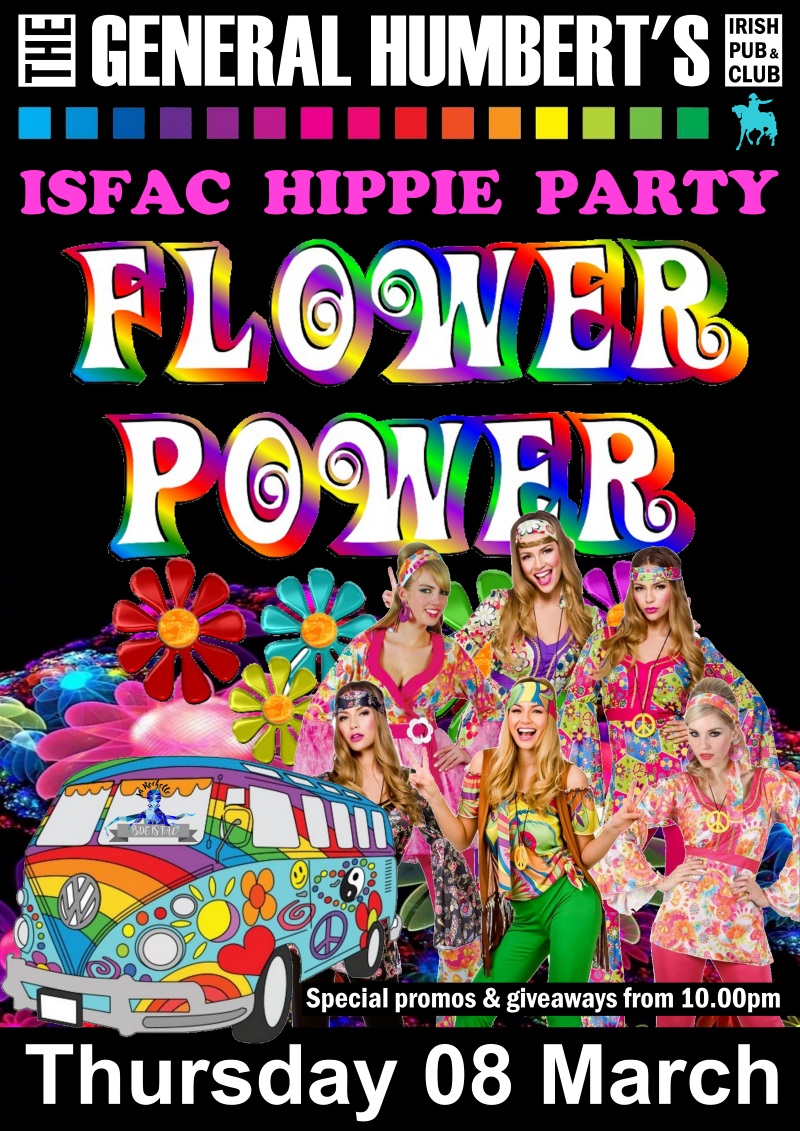 Affiche de la soirée « Hippie Party / Flower Power » de l'ISFAC