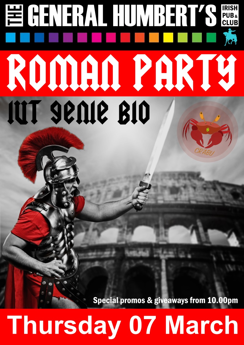 Affiche de la soirée « Roman Party » de l'IUT Génie Bio