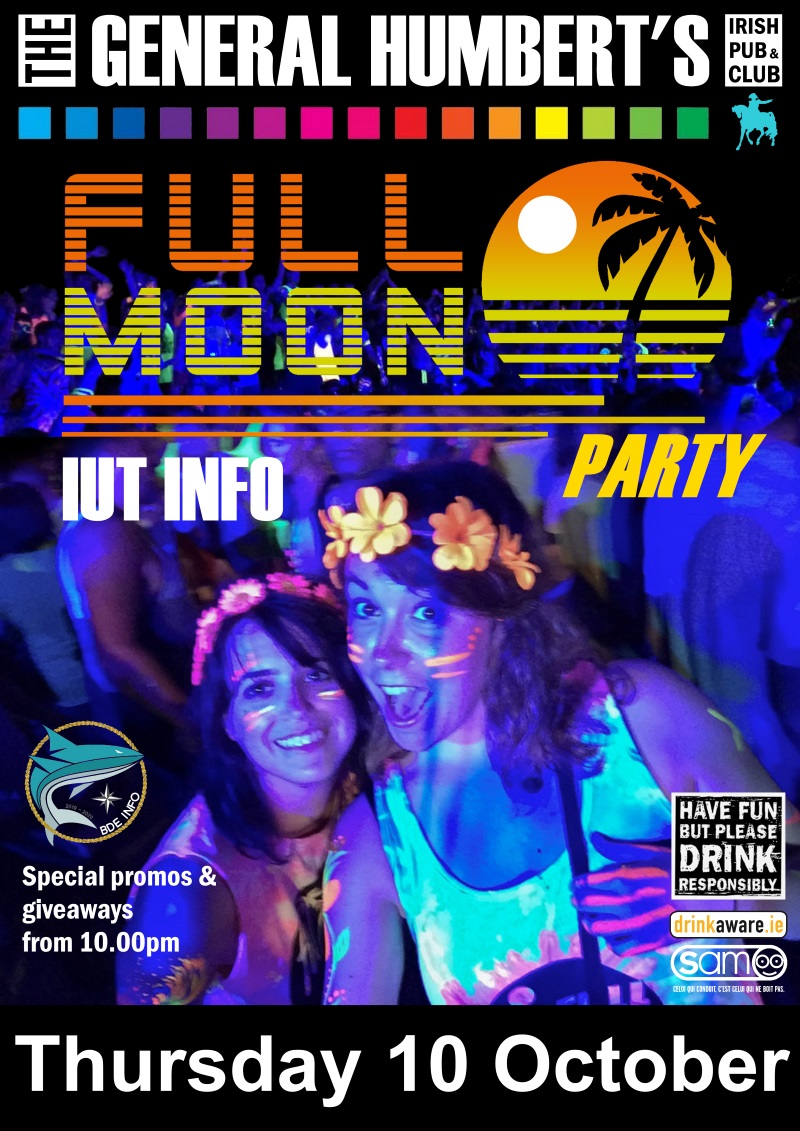 Affiche de la soirée « Full Moon Party » de l'IUT Info
