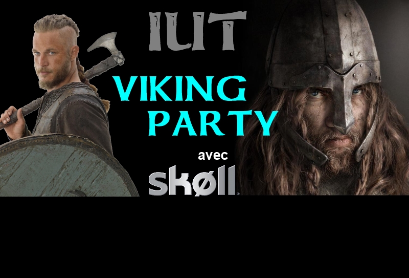 Bannière de la soirée « Viking Party » de l'IUT, avec Skoll